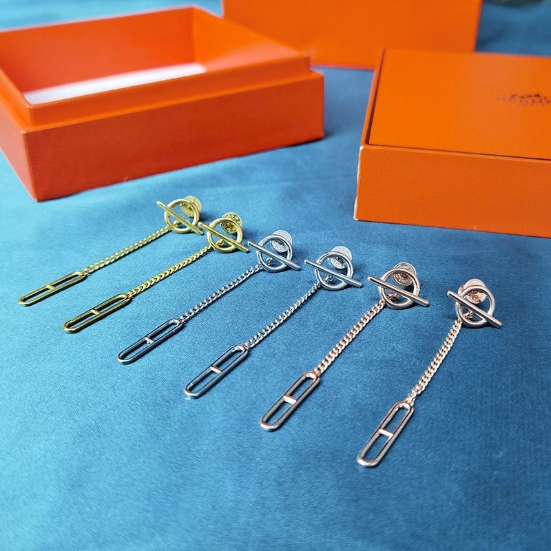 エルメス ファランドール 偽物 18K ローズゴールドピアス 3色 H219592B00