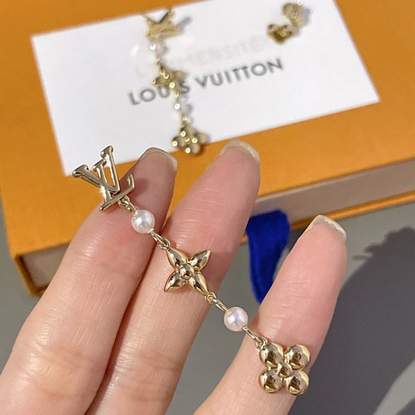 ◆躍動感と煌めき【ルイヴィトン 激安】ピアス・ロング パンダント LV グラム vuf21149