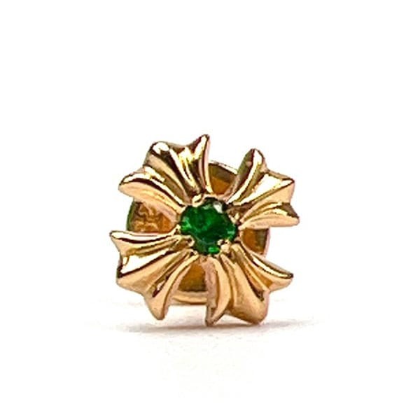 大人気!クロムハーツ 22K ゴールド CHプラス エメラルド ピアス 偽物 Kuh77260