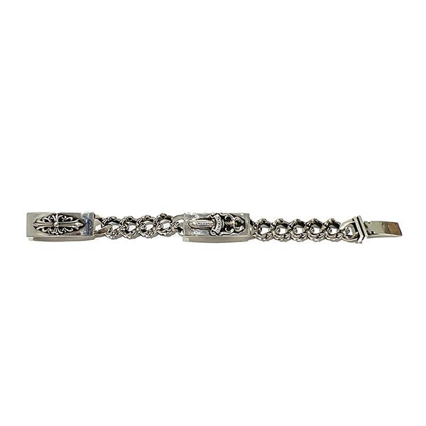 クロムハーツ ダブルID フローラル 偽物ダガー オールドシルバー ブレスレット Kuw14555