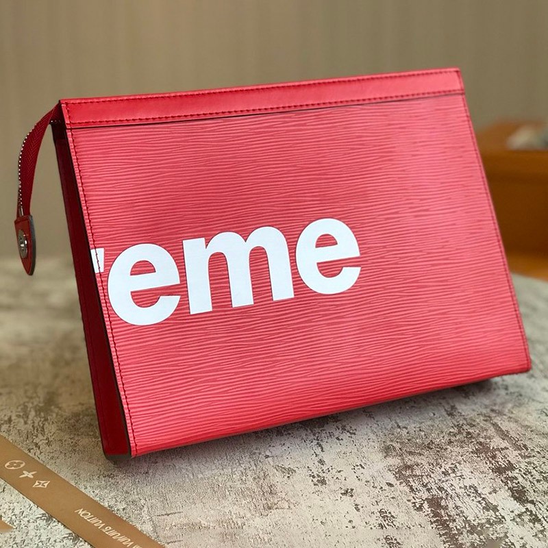 関税なし ルイヴィトン × シュプリーム  偽物 Pochette Jour GM クラッチバッグ 赤 M66888