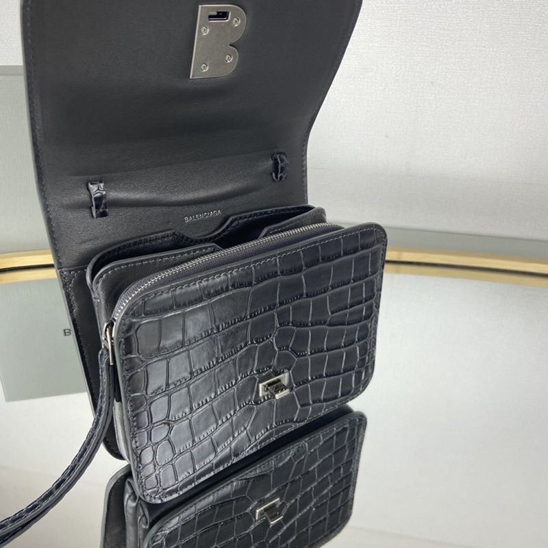 欲しい♡超限定♪【バレンシアガ】ミニクロスボディバッグ スーパーコピー★ブラッククロコダイルプリントレザー bar05716