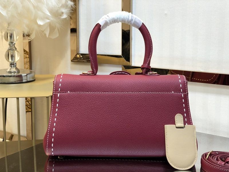 累積売上総額第１位！デルボー ブリヨン Ivoryステッチ ミディアムハンドバッグ 偽物 Deq07021