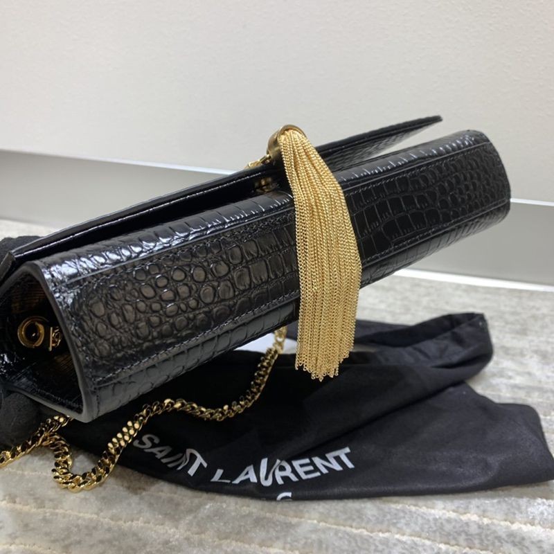 送料込サンローラン ケイト 偽物 クロコダイルエンボス シャイニーレザーバッグ Sax72523