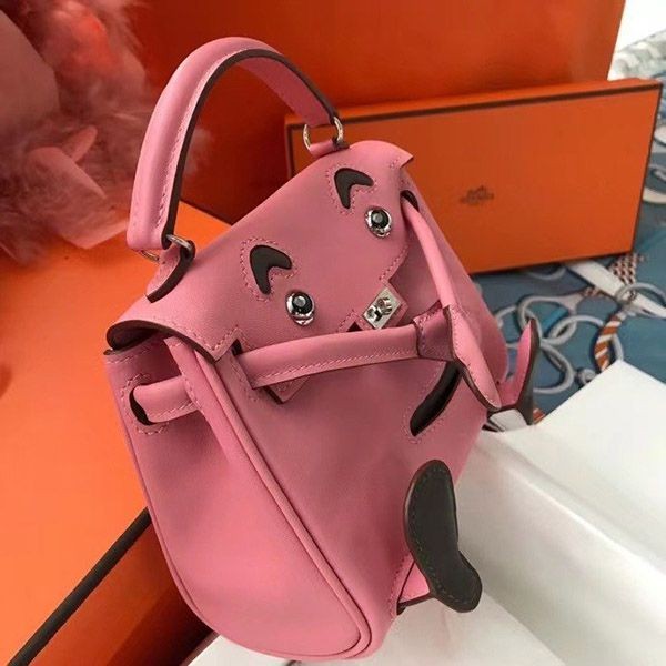 超希少！エルメス ケリードール 偽物 ピンク シルバー金具 ert36465