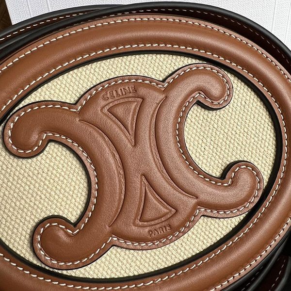セリーヌ オーバルバッグ キュイル トリオンフ 偽物 ナチュラル / タン 198602EFL02NT