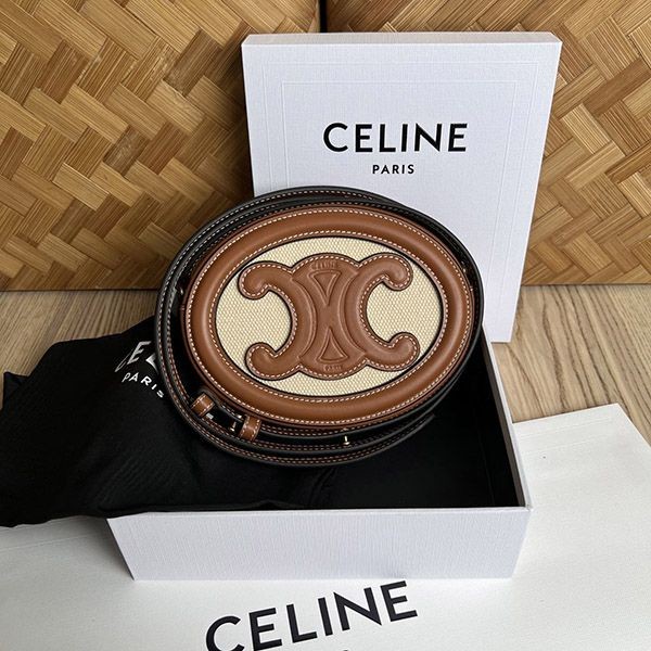 セリーヌ オーバルバッグ キュイル トリオンフ 偽物 ナチュラル / タン 198602EFL02NT