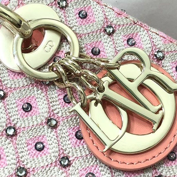 《大人気》ディオール レディ ディオール ミニ ハンドバッグ ピンク 刺繍 dei40416