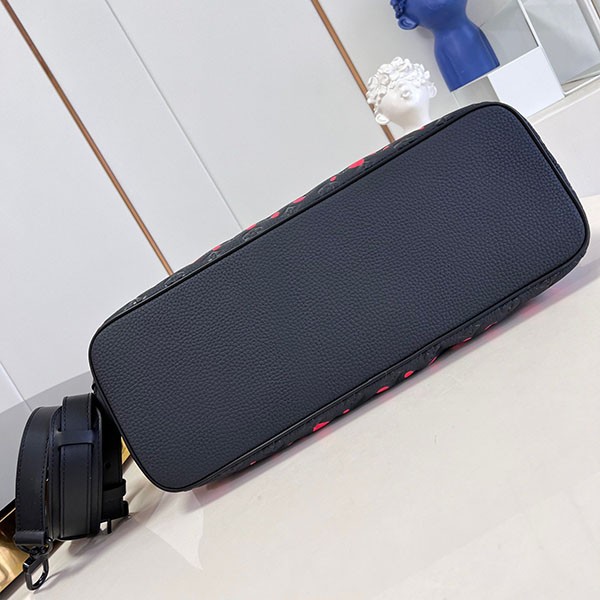 ルイヴィトン × YK 草間彌生 コラボ LOCK IT バッグ 偽物 黒赤 たっぷり収納 M21676