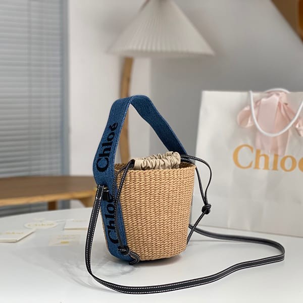 高品質 クロエ WOODY コピー スモール バスケット かごバッグ/ Denim chw91338