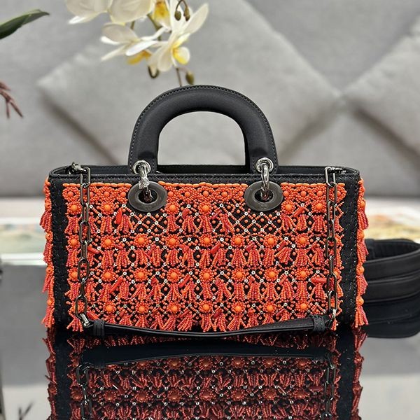 【女性の憧れ☆】ディオール 刺繍レッドビーズ レディディオールバッグ激安 M0540j