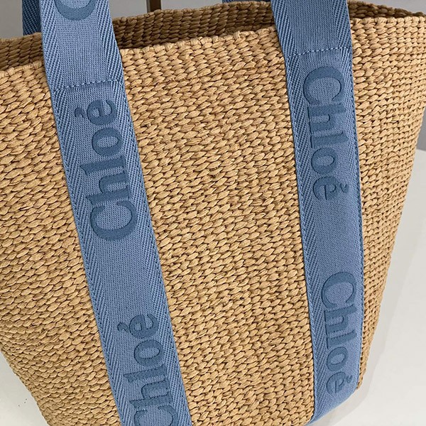 クロエ コピー“WOODY”ラージバスケット Washed Blue CHC23AS380L184E2