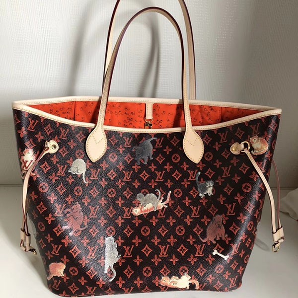 ★人気！限定 ルイヴィトン 猫&犬 キャットグラム ネヴァーフル 偽物MM トートバッグ M44441