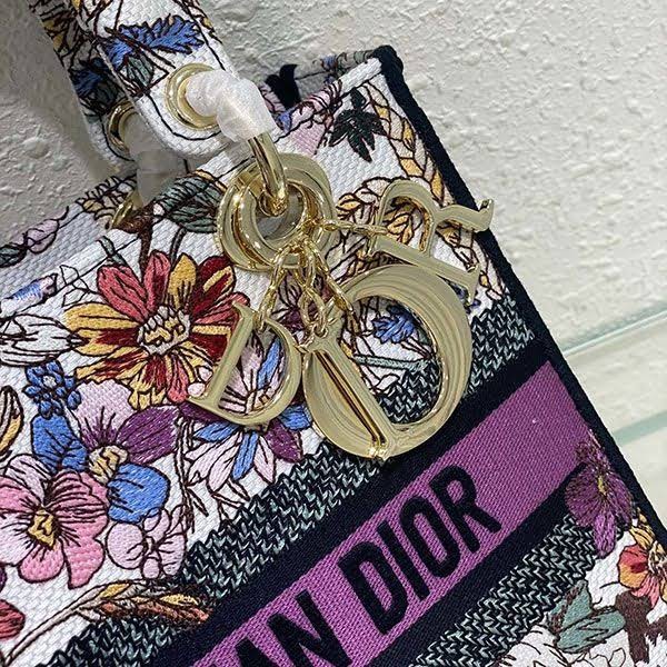 最安値挑戦 ディオール LADY D-LITE バッグ ミニ Petites Fleurs 花柄刺繍 dek13413