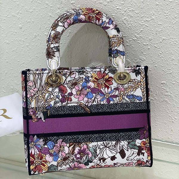最安値挑戦 ディオール LADY D-LITE バッグ ミニ Petites Fleurs 花柄刺繍 dek13413