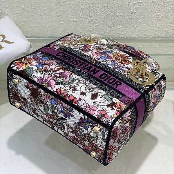最安値挑戦 ディオール LADY D-LITE バッグ ミニ Petites Fleurs 花柄刺繍 dek13413