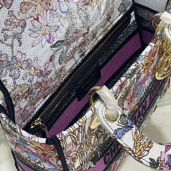 最安値挑戦 ディオール LADY D-LITE バッグ ミニ Petites Fleurs 花柄刺繍 dek13413