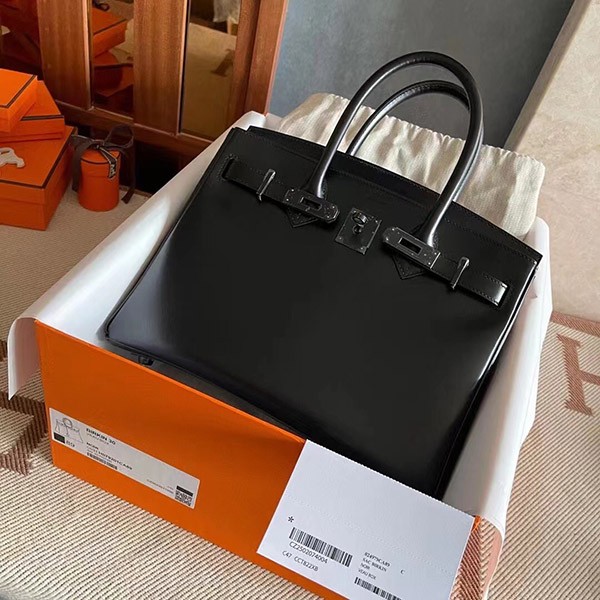 超希少!エルメス ソーブラック バーキン30 コピーn級品 ブラック ボックスカーフ ブラック金具 erl77595