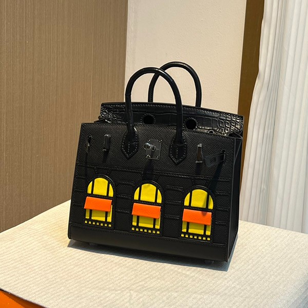 ★ブラック金具！エルメス バーキン スーパーコピー 20cm ヴォーマダム×アリゲーターマット×スイフト