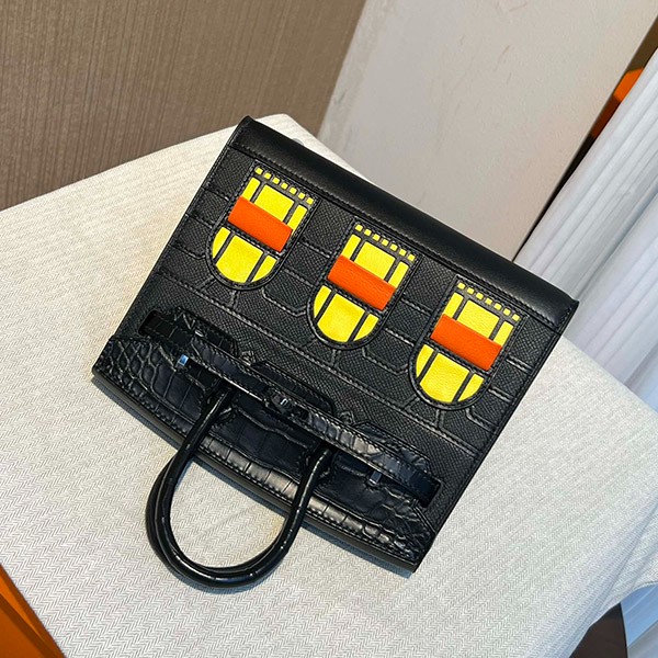 ★ブラック金具！エルメス バーキン スーパーコピー 20cm ヴォーマダム×アリゲーターマット×スイフト