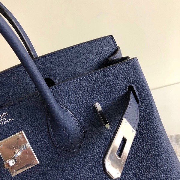 ご褒美に★エルメス バーキン25/30/35 コピー ブルーニュイ トゴ ハンドバッグ シルバー金具 erz03204