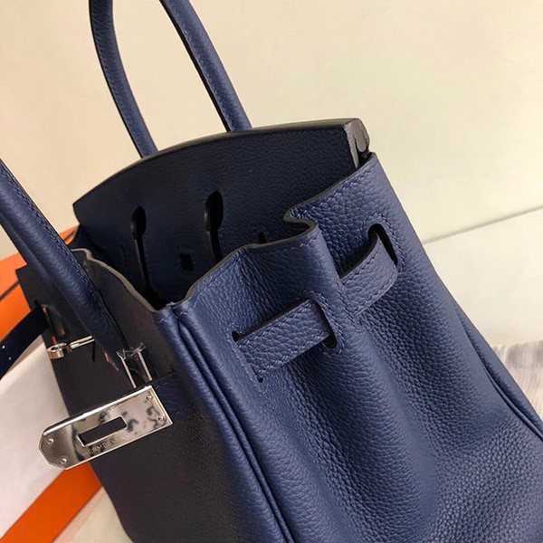 ご褒美に★エルメス バーキン25/30/35 コピー ブルーニュイ トゴ ハンドバッグ シルバー金具 erz03204