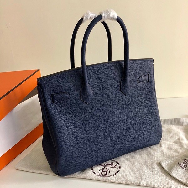 ご褒美に★エルメス バーキン25/30/35 コピー ブルーニュイ トゴ ハンドバッグ シルバー金具 erz03204