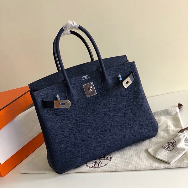 ご褒美に★エルメス バーキン25/30/35 コピー ブルーニュイ トゴ ハンドバッグ シルバー金具 erz03204