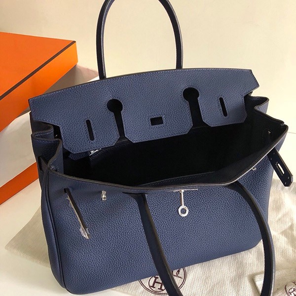 ご褒美に★エルメス バーキン25/30/35 コピー ブルーニュイ トゴ ハンドバッグ シルバー金具 erz03204