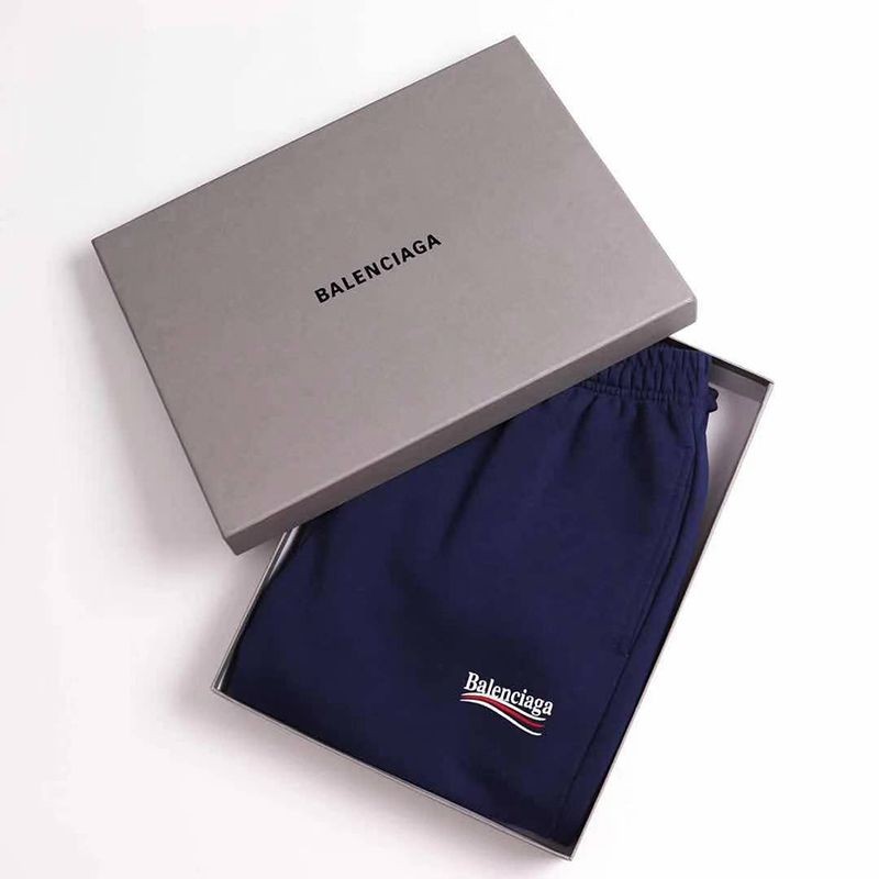 送料込バレンシアガ Political Campaign Sweat パンツ 偽物★カーリーフリース　ブルー bak12802
