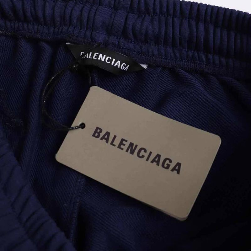 送料込バレンシアガ Political Campaign Sweat パンツ 偽物★カーリーフリース　ブルー bak12802