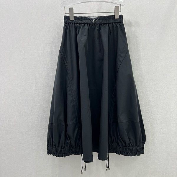 プラダ Re-Nylon レザートリム コピー ミディスカート pux85639