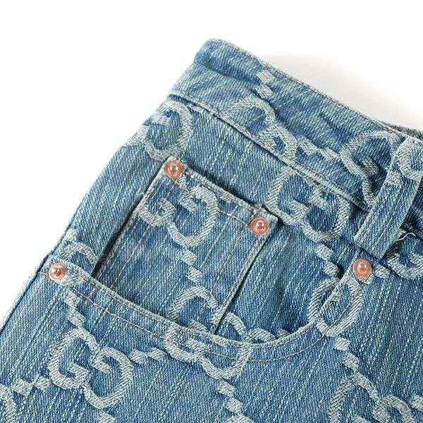 超希少★レア！グッチ GGジャカード デニム パンツ 偽物 guk76533