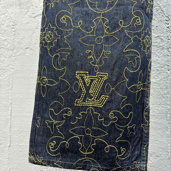 超希少★レア！ルイヴィトン エンブロイダードデニムパンツ 偽物 vul76349