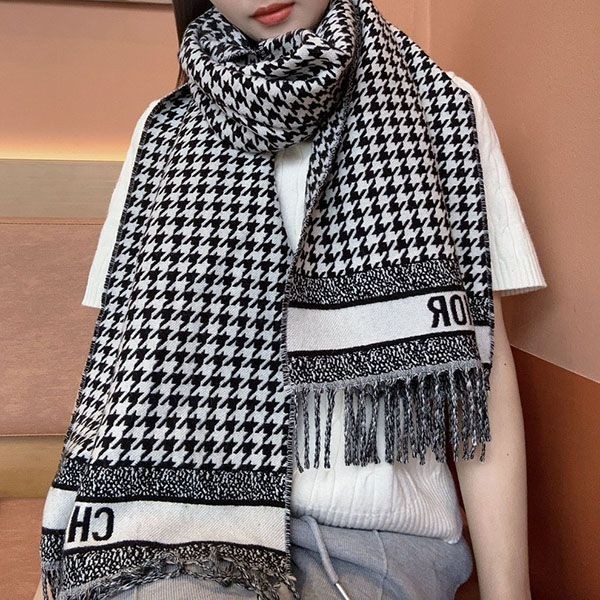 使い勝手良し ディオールの千鳥格子 30モンテーニュ 偽物 マフラー deq33864