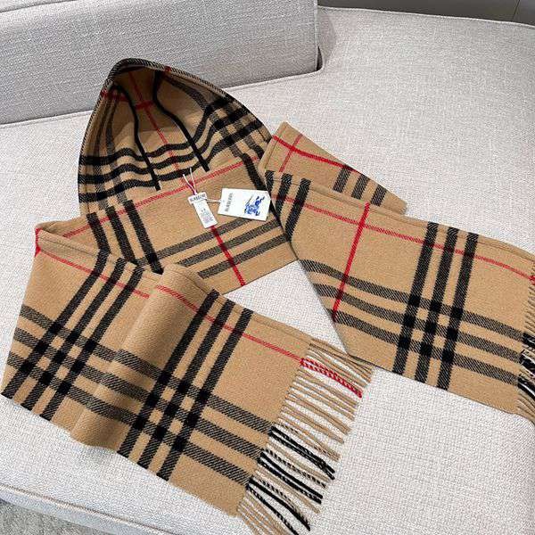 高品質♪♪♪バーバリー ウール カシミヤ フーデッド マフラー 偽物 80767951
