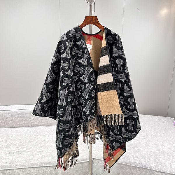 限定希少♪バーバリー ウールカシミア リバーシブル ケープ 偽物 8042219