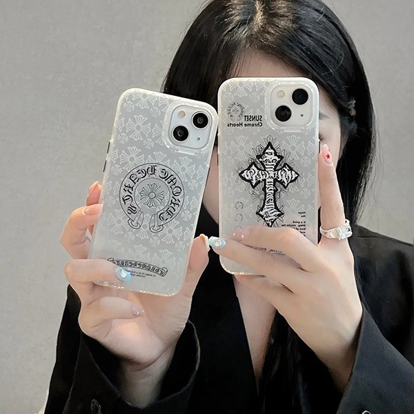 クロムハーツ iphoneケース 14 コピー CHクロス ホワイトスマホケース Kuo20432