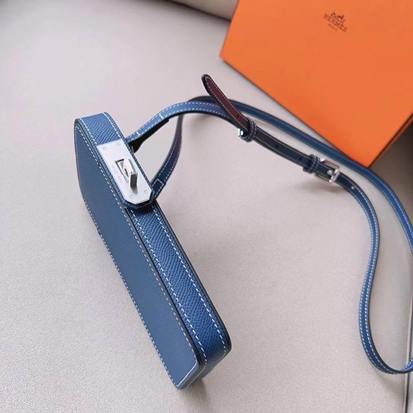 エルメス コピー スマホショルダー Hac aBox ブルー エプソン シルバー H084162