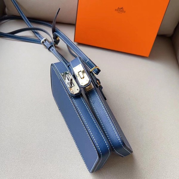 エルメス コピー スマホショルダー Hac aBox ブルー エプソン シルバー H084162