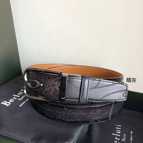 【ベルルッティ ベルト 偽物】刻印入り リバーシブル ベルト ベネチアレザー製 bef77754