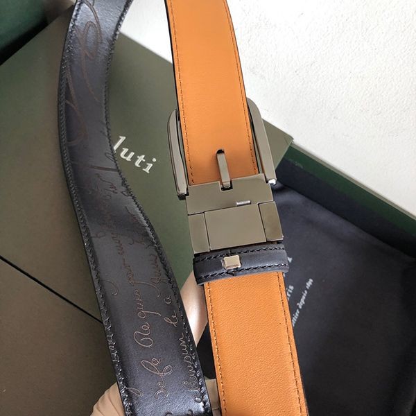【ベルルッティ ベルト 偽物】刻印入り リバーシブル ベルト ベネチアレザー製 bef77754