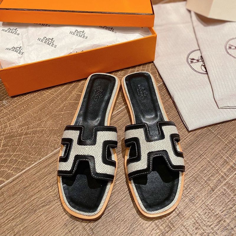 超話題!送込エルメス Oran sandal コピー オラン レザー＆キャンバス サンダル erq02555