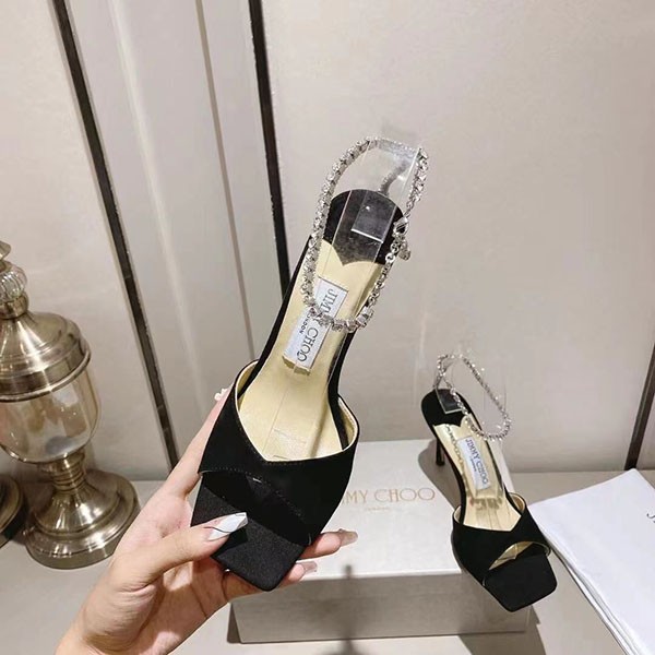 ジミーチュウ 偽物 Saeda Sandal ヒール8.5㎝ サテン クリスタル jis84457