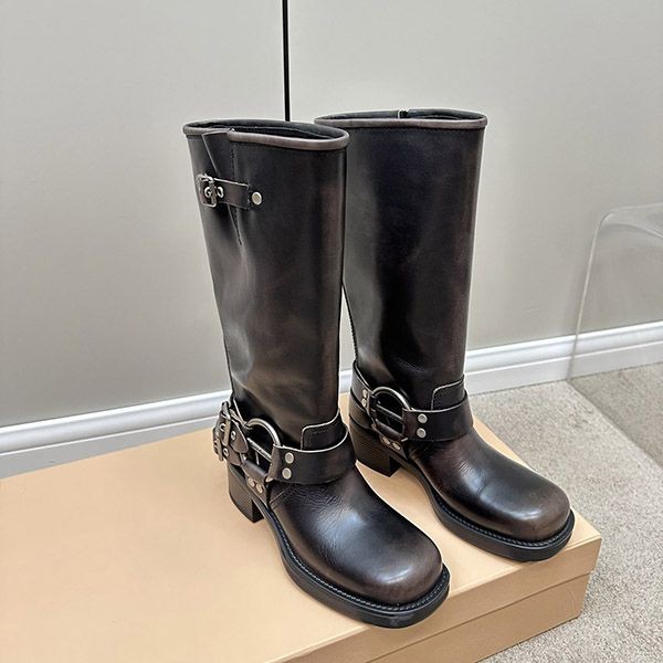 【大特価】ミュウミュウ クワドラプルバックルロングブーツ コピー myn77121
