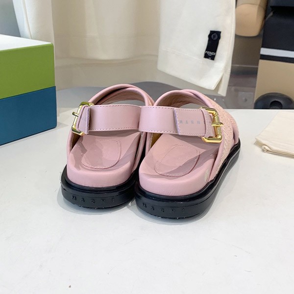 マルニ バックル付き スリングバック サンダル 激安 ラフィア＆レザー mal49885