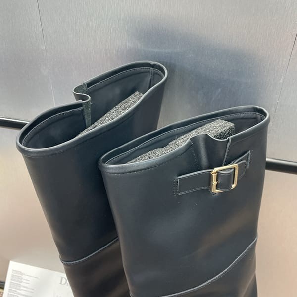 ブティック♪ディオール 偽物 D-Quest ブラックカーフスキン サイハイブーツ deq77172