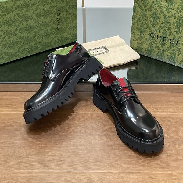 激安価格！完全必至 グッチ ウェブ メンズ レースアップシューズ 偽物 gum82512