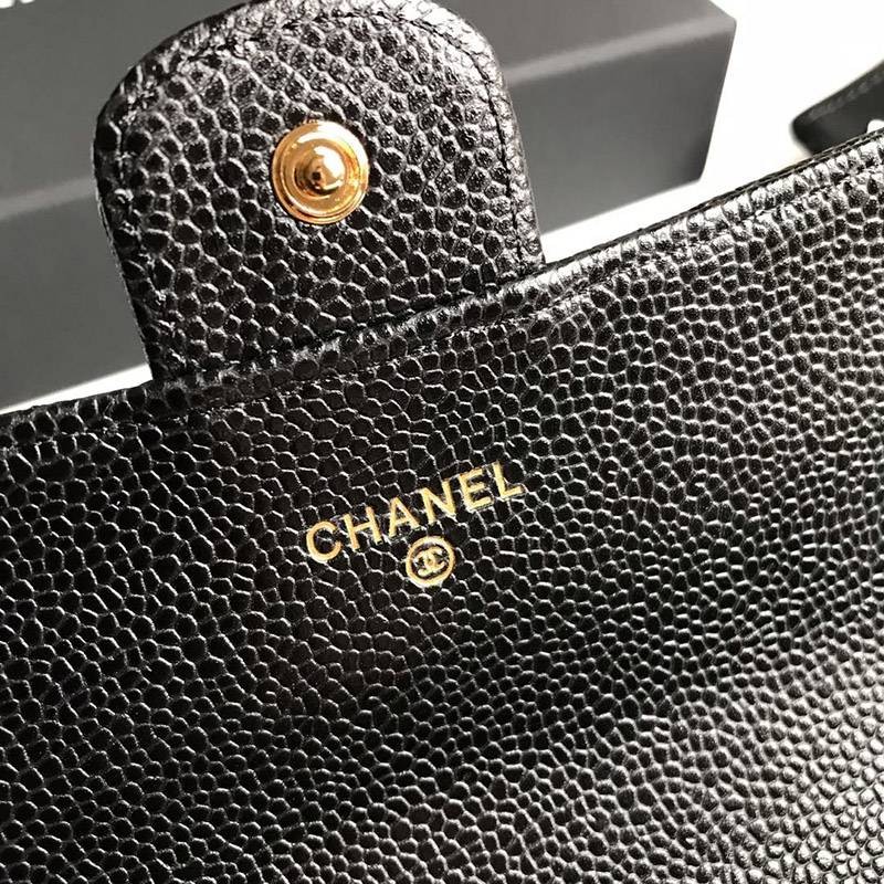 シャネル スーパーコピー 二折りカブセ長財布 キャビア shi38782
