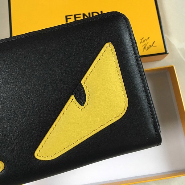 フェンディ コピー ブラックレザー ジップウォレット 長財布 バッグ バグズ feh99103